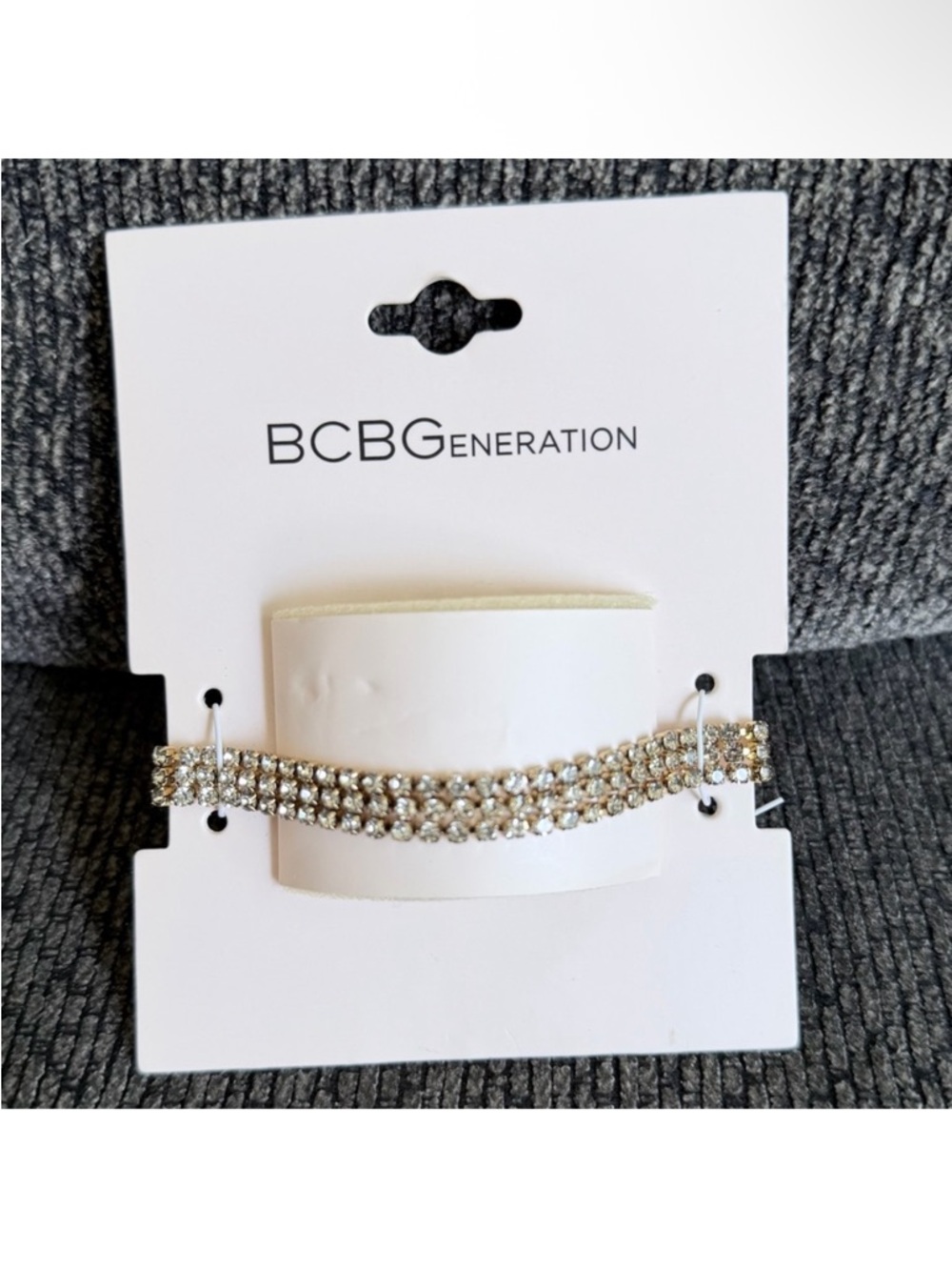 BCBGeneration Gold Rhinestone 3-Row Bracelet - Picture 2 of 3